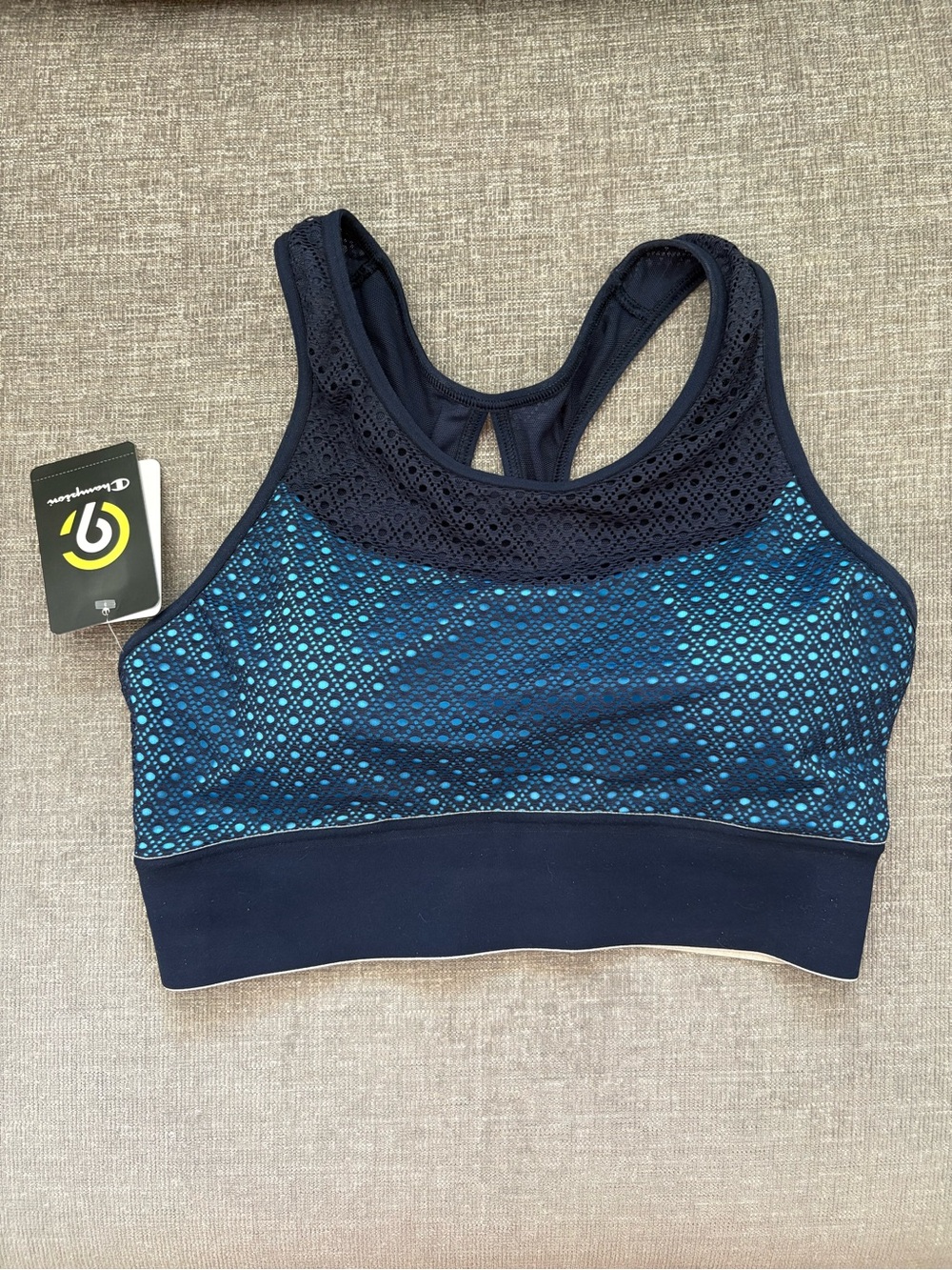 Champion Navy & Teal Mesh Racerback Sports Bra